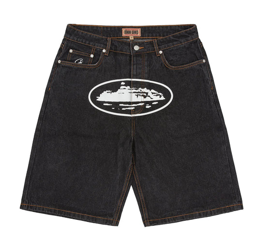 Corteiz Alcatraz Denim Shorts Washed Black